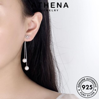 ATHENA JEWELRY หนีบ เงิน ผู้หญิง ไข่มุก เครื่องประดับ โบว์หวาน Silver 925 เครื่องประดับ ห่วง ตุ้มหู ต่างหู เกาหลี ต้นฉบับ แฟชั่น แท้ E702