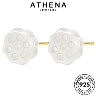 ATHENA JEWELRY 925 ห่วง ตุ้มหู เงิน Silver แฟชั่น เครื่องประดับ เกาหลี ต่างหู แท้ ทองหยก ผู้หญิง หนีบ ต้นฉบับ เครื่องประดับ ดอกบัวแฟชั่น E719