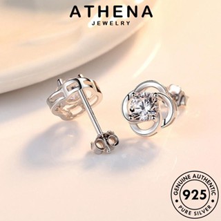 ATHENA JEWELRY 925 แฟชั่น เครื่องประดับ ต้นฉบับ ห่วง Silver หนีบ เครื่องประดับ ตุ้มหู โคลเวอร์มีความสุข ต่างหู เกาหลี ผู้หญิง แท้ มอยส์ซาไนท์ไดมอนด์ เงิน E729