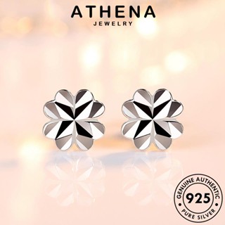 ATHENA JEWELRY แฟชั่น เครื่องประดับ ดอกไม้รถโคลเวอร์สี่ใบ ห่วง 925 เงิน เกาหลี ตุ้มหู Silver ผู้หญิง แท้ ต่างหู ต้นฉบับ หนีบ เครื่องประดับ E747