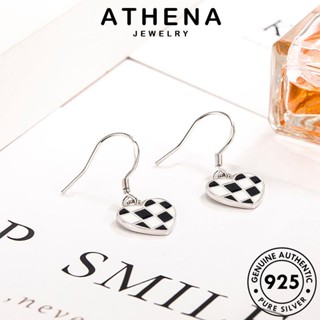 ATHENA JEWELRY เงิน แท้ ผู้หญิง ต่างหู Silver เครื่องประดับ แฟชั่น กระดานหมากรุกย้อนยุค หนีบ ห่วง 925 เครื่องประดับ ตุ้มหู ต้นฉบับ เกาหลี E707