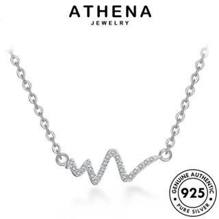 ATHENA JEWELRY แท้ เครื่องประดับ ผู้หญิง เงิน Silver เครื่องประดับ อิเล็กโทรแกรมความรักที่เรียบง่าย 925 เกาหลี สร้อยคอ ต้นฉบับ จี้ แฟชั่น N10