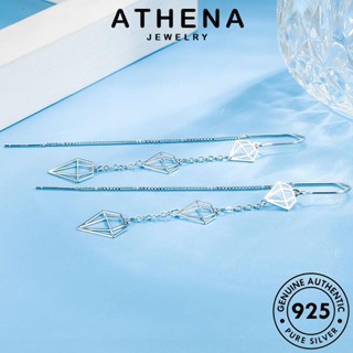 ATHENA JEWELRY เกาหลี แฟชั่น ตุ้มหู ห่วง เครื่องประดับ เงิน ต่างหู ผู้หญิง หนีบ ต้นฉบับ 925 แท้ เครื่องประดับ Silver รูปทรงเรขาคณิตที่สง่างาม E763