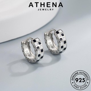 ATHENA JEWELRY ต้นฉบับ Silver 925 ผู้หญิง หนีบ เครื่องประดับ เกาหลี เงิน แฟชั่น ห่วง กระดานหมากรุกบุคลิกภาพ เครื่องประดับ แท้ ตุ้มหู ต่างหู E773