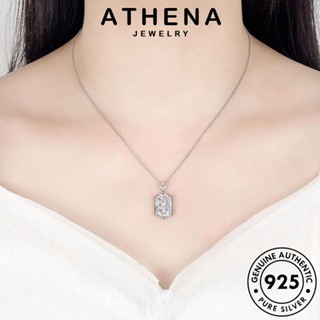 ATHENA JEWELRY แท้ ไดมอนด์ เกาหลี ต้นฉบับ ผู้หญิง เงิน 925 Silver สี่เหลี่ยม เครื่องประดับ มอยส์ซาไนท์ โกลด์ เครื่องประดับ จี้ สร้อยคอ แฟชั่น N23