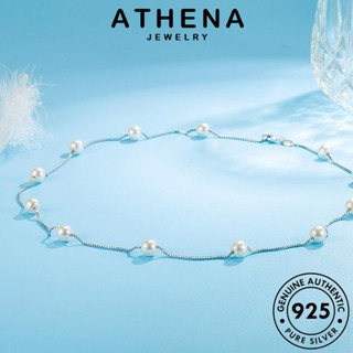 ATHENA JEWELRY เรียบง่ายและมีสไตล์ เครื่องประดับ เครื่องประดับ สร้อยคอ จี้ เกาหลี ผู้หญิง 925 ต้นฉบับ แท้ ไข่มุก แฟชั่น Silver เงิน N30