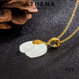 ATHENA JEWELRY มงคลย้อนยุค ต้นฉบับ ผู้หญิง Silver เครื่องประดับ เครื่องประดับ แท้ 925 เกาหลี สร้อยคอ แฟชั่น จี้ ทองหยก เงิน N304