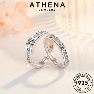 ATHENA JEWELRY แท้ มอยส์ซาไนท์ไดมอนด์ แฟชั่น 925 เงิน เกาหลี แหวน คู่รัก เครื่องประดับ รักแรกที่เรียบง่าย Silver เครื่องประดับ ต้นฉบับ R52