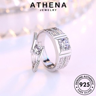 ATHENA JEWELRY 925 แท้ ต้นฉบับ เงิน Silver คู่รัก เครื่องประดับ ว่านเหวินธรรมดา เกาหลี แฟชั่น แหวน มอยส์ซาไนท์ไดมอนด์ เครื่องประดับ R63