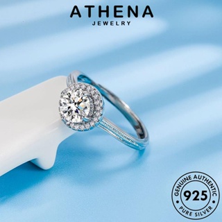 ATHENA JEWELRY แท้ 925 เกาหลี ต้นฉบับ แฟชั่น มอยส์ซาไนท์ไดมอนด์ แหวน เครื่องประดับ รอบสี่กรงเล็บ เงิน ผู้หญิง Silver เครื่องประดับ R141