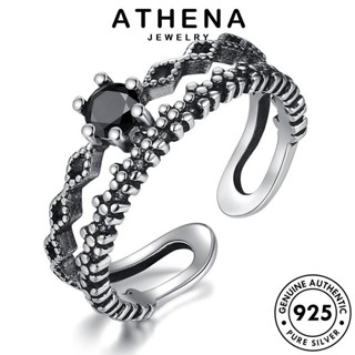 ATHENA JEWELRY ห่วงโซ่วินเทจ แบล็คไดมอนด์ออบซิเดียน แท้ แหวน เครื่องประดับ แฟชั่น Silver เครื่องประดับ ต้นฉบับ เงิน ผู้หญิง เกาหลี 925 R150