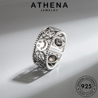 ATHENA JEWELRY ผู้หญิง แหวน แท้ ยิ้มย้อนยุค ต้นฉบับ เกาหลี เครื่องประดับ เงิน 925 เครื่องประดับ Silver แฟชั่น R188