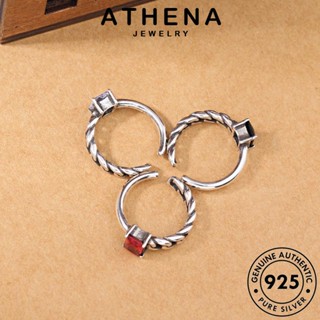 ATHENA JEWELRY เครื่องประดับ ความไม่สมมาตรแบบวินเทจ 925 ผู้หญิง แท้ Silver แหวน นิลดำ ต้นฉบับ เครื่องประดับ เกาหลี แฟชั่น เงิน R252