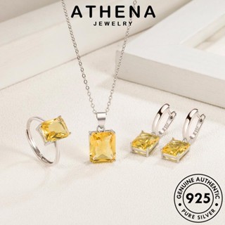 ATHENA JEWELRY สร้อยคอ เงิน เครื่องประดับ แฟชั่น 925 ผู้หญิง Silver เครื่องประดับ แท้ มรกต ต้นฉบับ เพชรสี่เหลี่ยมแฟชั่น จี้ เกาหลี S6