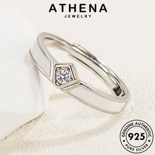 ATHENA JEWELRY เกาหลี แท้ Silver การแต่งงานที่เรียบง่าย 925 แฟชั่น คู่รัก เครื่องประดับ เครื่องประดับ เงิน แหวน มอยส์ซาไนท์ไดมอนด์ ต้นฉบับ R313