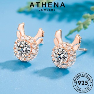 ATHENA JEWELRY ต่างหู ขั้นสูง เครื่องประดับ เกาหลี ผู้หญิง เงิน ห่วง ต้นฉบับ แท้ 925 มอยส์ซาไนท์ไดมอนด์ เครื่องประดับ แฟชั่น หนีบ ตุ้มหู Silver E799