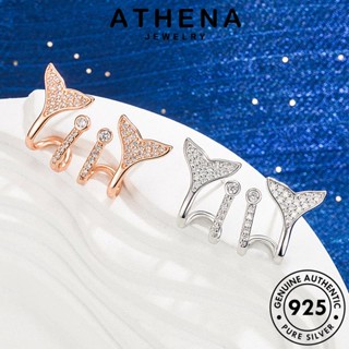 ATHENA JEWELRY เกาหลี แท้ เครื่องประดับ ห่วง เงิน 925 ซอกหางปลา เครื่องประดับ มอยส์ซาไนท์ไดมอนด์ หนีบ ตุ้มหู ผู้หญิง ต่างหู ต้นฉบับ แฟชั่น Silver E802