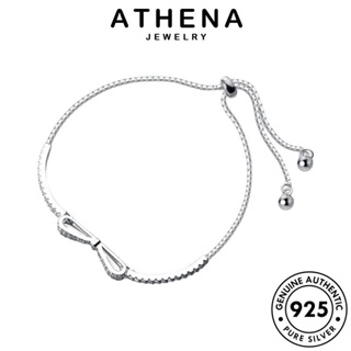 ATHENA JEWELRY เงิน แฟชั่น แท้ 925 มอยส์ซาไนท์ไดมอนด์ กำไล เกาหลี ผู้หญิง โบว์ง่ายๆ ต้นฉบับ เครื่องประดับ กำไลข้อมือ ผู้หญิง เครื่องประดับ Silver B275