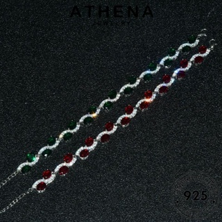 ATHENA JEWELRY ผู้หญิง ต้นฉบับ เกาหลี แท้ 925 ทับทิม แฟชั่น เครื่องประดับ Silver กำไล วงรี เครื่องประดับ ผู้หญิง กำไลข้อมือ เงิน B284