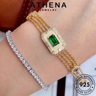 ATHENA JEWELRY เงิน เครื่องประดับ เครื่องประดับ กำไลข้อมือ 925 กำไล เกาหลี สี่เหลี่ยม แท้ Silver ผู้หญิง ต้นฉบับ แฟชั่น ผู้หญิง ทองมรกต B308