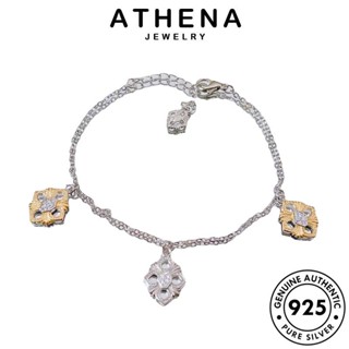 ATHENA JEWELRY กำไลข้อมือ ผู้หญิง เงิน เครื่องประดับ 925 ผู้หญิง โคลเวอร์สี่ใบ เครื่องประดับ แฟชั่น กำไล มอยส์ซาไนท์ไดมอนด์ ต้นฉบับ เกาหลี Silver แท้ B314