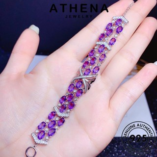 ATHENA JEWELRY Silver กำไล พลอยสีม่วง เครื่องประดับ แฟชั่น ผู้หญิง 925 แท้ รูปร่างมะกอก เกาหลี เงิน ต้นฉบับ ผู้หญิง กำไลข้อมือ เครื่องประดับ B519