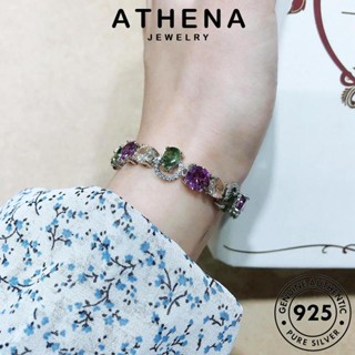 ATHENA JEWELRY เกาหลี พลอยสีม่วง ผู้หญิง แฟชั่น กำไลข้อมือ ผู้หญิง เงิน แท้ ต้นฉบับ รูปร่างมะกอก กำไล เครื่องประดับ เครื่องประดับ 925 Silver B536