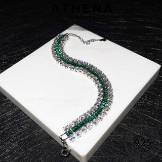 ATHENA JEWELRY เครื่องประดับ กำไลข้อมือ เกาหลี 925 Silver เครื่องประดับ กำไล แฟชั่น ต้นฉบับ มรกต แท้ เงิน ผู้หญิง ผู้หญิง ไดมอนด์สแควร์ขั้นสูง B550