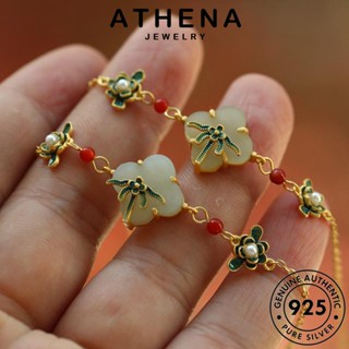 ATHENA JEWELRY แท้ กำไลข้อมือ เครื่องประดับ Silver เกาหลี แฟชั่น ผู้หญิง เงิน ต้นฉบับ เครื่องประดับ ทองหยก กำไล 925 ผู้หญิง โคลเวอร์วินเทจ B558