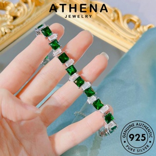 ATHENA JEWELRY เครื่องประดับ แท้ แฟชั่น ผู้หญิง ต้นฉบับ เงิน กำไลข้อมือ กำไล ผู้หญิง Silver เครื่องประดับ เพชรเหลี่ยมสุดหรู มรกต เกาหลี 925 B566