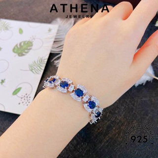 ATHENA JEWELRY เครื่องประดับ เงิน เกาหลี สี่เหลี่ยม ผู้หญิง ผู้หญิง ต้นฉบับ Silver แท้ เครื่องประดับ กำไล แฟชั่น กำไลข้อมือ ไพลิน 925 B572