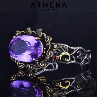 ATHENA JEWELRY เงิน ต้นฉบับ ผู้หญิง เกาหลี แท้ Silver แฟชั่น ผู้หญิง 925 พลอยสีม่วง กำไล เครื่องประดับ กำไลข้อมือ เครื่องประดับ นกยูงกลวง B524