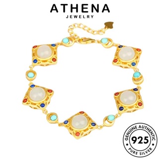 ATHENA JEWELRY ผู้หญิง ผู้หญิง Silver เครื่องประดับ กำไลข้อมือ ต้นฉบับ 925 แฟชั่น เงิน เครื่องประดับ เกาหลี สไตล์ศาล หยก กำไล แท้ B579