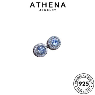 ATHENA JEWELRY ห่วง หนีบ เกาหลี ผู้หญิง ไดมอนด์ กลม ต่างหู 925 แฟชั่น เครื่องประดับ ตุ้มหู เงิน มอยส์ซาไนท์ ต้นฉบับ โกลด์ แท้ Silver เครื่องประดับ E34