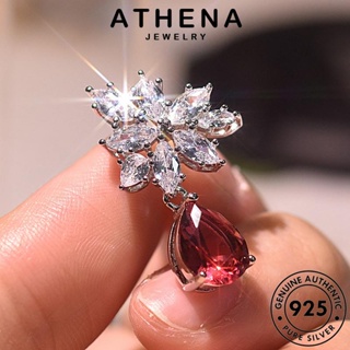 ATHENA JEWELRY ผู้หญิง หยดน้ำ ต้นฉบับ แท้ 925 ตุ้มหู Silver เกาหลี แฟชั่น ทับทิม หนีบ ห่วง เงิน ต่างหู เครื่องประดับ เครื่องประดับ E49