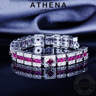 ATHENA JEWELRY เพชรสี่เหลี่ยมแฟชั่น เครื่องประดับ ทับทิม กำไล แฟชั่น เครื่องประดับ กำไลข้อมือ 925 Silver เกาหลี ต้นฉบับ เงิน ผู้หญิง ผู้หญิง แท้ B575