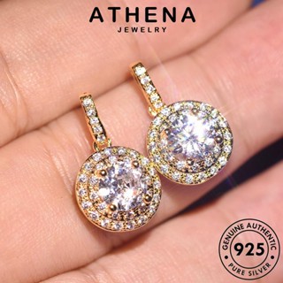 ATHENA JEWELRY โกลด์ เกาหลี ผู้หญิง เครื่องประดับ เครื่องประดับ Silver แท้ มอยส์ซาไนท์ 925 ต่างหู ต้นฉบับ แฟชั่น หนีบ ตุ้มหู ไดมอนด์ กลม ห่วง เงิน E164