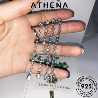 ATHENA JEWELRY หนีบ ผู้หญิง เงิน 925 เครื่องประดับ เครื่องประดับ แฟชั่น มอยส์ซาไนท์ไดมอนด์ ต้นฉบับ Silver เกาหลี หยดน้ำ ห่วง ตุ้มหู ต่างหู แท้ E168