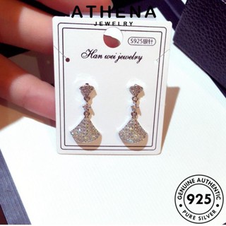 ATHENA JEWELRY ห่วง ไดมอนด์ เครื่องประดับ แฟชั่น Silver กระโปรง เครื่องประดับ มอยส์ซาไนท์ ต่างหู ต้นฉบับ ผู้หญิง โกลด์ แท้ เกาหลี หนีบ ตุ้มหู 925 เงิน E170