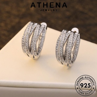 ATHENA JEWELRY แท้ แฟชั่น มอยส์ซาไนท์ไดมอนด์ ต่างหู ต้นฉบับ หลายชั้น Silver เครื่องประดับ เครื่องประดับ เกาหลี เงิน ห่วง 925 ผู้หญิง หนีบ ตุ้มหู E193