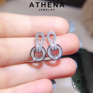 ATHENA JEWELRY แฟชั่น เครื่องประดับ ต้นฉบับ ตุ้มหู Silver แท้ ต่างหู เงิน เกาหลี ห่วง หนีบ เครื่องประดับ มอยส์ซาไนท์ไดมอนด์ กลม ผู้หญิง 925 E264