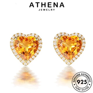 ATHENA JEWELRY Silver เครื่องประดับ ต่างหู เกาหลี ผู้หญิง ทองซิทริน เงิน แท้ หนีบ เครื่องประดับ ตุ้มหู 925 ต้นฉบับ ห่วง แฟชั่น E290