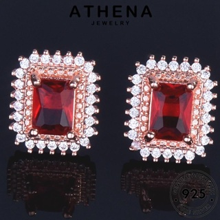 ATHENA JEWELRY Silver ห่วง เครื่องประดับ เงิน 925 ผู้หญิง แฟชั่น ทองมรกต สี่เหลี่ยม ตุ้มหู หนีบ ต่างหู เครื่องประดับ เกาหลี แท้ ต้นฉบับ E327