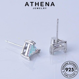 ATHENA JEWELRY เครื่องประดับ หนีบ 925 มอยส์ซาไนท์ไดมอนด์ แท้ Silver เกาหลี เครื่องประดับ ต้นฉบับ ตุ้มหู ห่วง ผู้หญิง แฟชั่น ต่างหู สี่เหลี่ยม เงิน E334