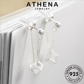 ATHENA JEWELRY Silver เครื่องประดับ ตุ้มหู เครื่องประดับ ห่วง ผู้หญิง แท้ 925 เงิน เกาหลี แฟชั่น ต้นฉบับ ลูกบาศก์ ต่างหู หนีบ มอยส์ซาไนท์ไดมอนด์ E340