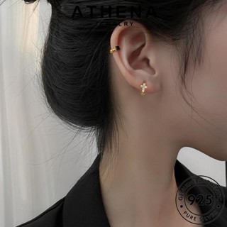 ATHENA JEWELRY ข้าม เงิน เครื่องประดับ แท้ ห่วง แฟชั่น ตุ้มหู ไดมอนด์ เกาหลี Silver 925 ผู้หญิง โกลด์ หนีบ เครื่องประดับ มอยส์ซาไนท์ ต้นฉบับ ต่างหู E382