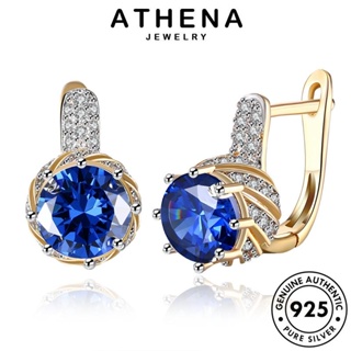 ATHENA JEWELRY ห่วง ตุ้มหู ต้นฉบับ หนีบ ไดมอนด์ โกลด์ เกาหลี มอยส์ซาไนท์ แฟชั่น กลม 925 Silver ต่างหู เครื่องประดับ เงิน แท้ เครื่องประดับ ผู้หญิง E390