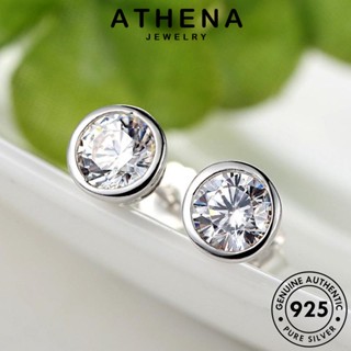 ATHENA JEWELRY เครื่องประดับ Silver แฟชั่น แท้ ตุ้มหู 925 มอยส์ซาไนท์ไดมอนด์ เกาหลี การตั้งค่าฝา ผู้หญิง ห่วง เครื่องประดับ เงิน ต้นฉบับ ต่างหู หนีบ E149