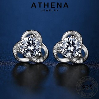 ATHENA JEWELRY เกาหลี ห่วง เครื่องประดับ ตุ้มหู แฟชั่น ผู้หญิง Silver ต้นฉบับ มอยส์ซาไนท์ไดมอนด์ เครื่องประดับ ดอกไม้ เงิน ต่างหู 925 หนีบ แท้ E538