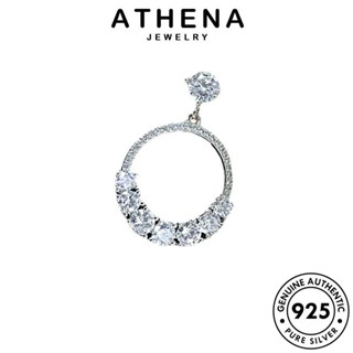 ATHENA JEWELRY แฟชั่น ต่างหู เครื่องประดับ 925 ต้นฉบับ กลม มอยส์ซาไนท์ไดมอนด์ เกาหลี ตุ้มหู หนีบ ผู้หญิง เครื่องประดับ ห่วง Silver เงิน แท้ E617